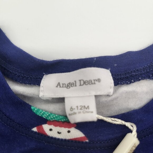 ANGEL DEAR Baby 6-12M Holiday Loungewear JOLLY FOOD 2pc pajama set NWT Blue - Picture 3 of 7
